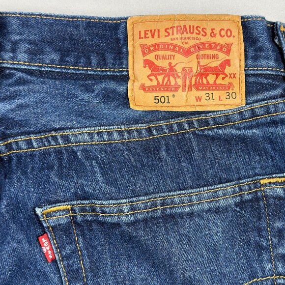 Levi’s 501 Original Button Fly Straight Leg Jeans W31 Dark Blue Denim Men’s - Picture 8 of 12